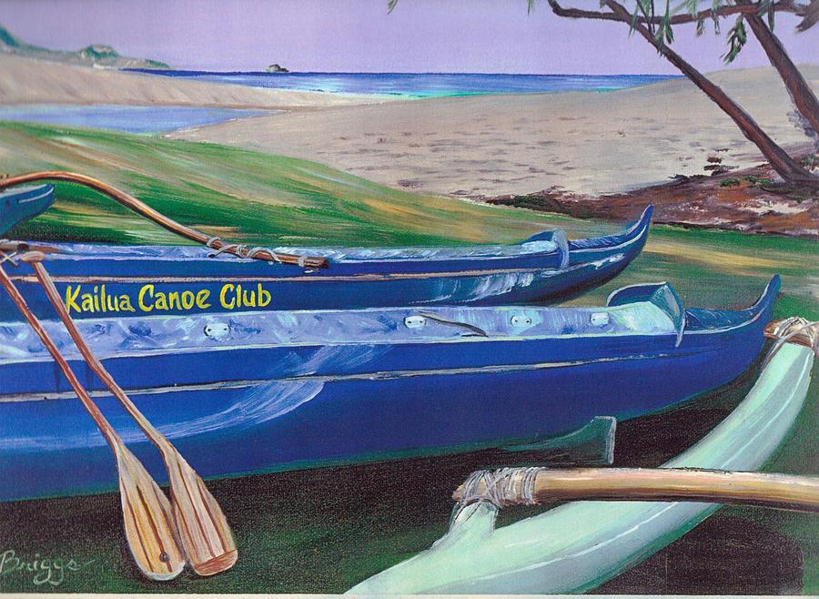 Canoe Painting - Kailua Canoe Club  by Linda Briggs
