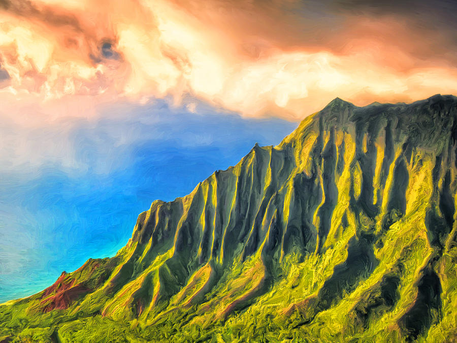Kalalau Valley Cliffs Painting by Dominic Piperata