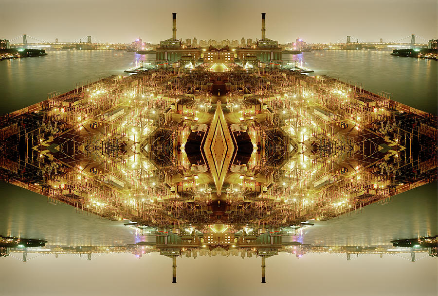 Kaleidoscope Image Of Brooklyn At Night Photograph by Silvia Otte