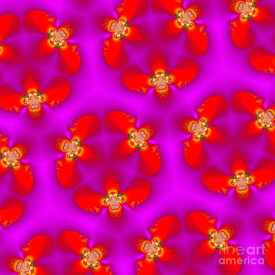 Kaleidoscope of Red Flowers Digital Art by Renee Trenholm