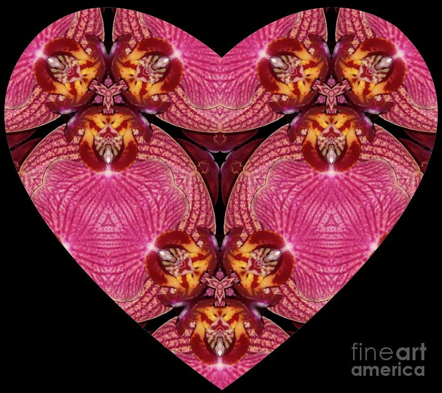 Kaleidoscope Orchid Heart Mixed Media by Renee Trenholm