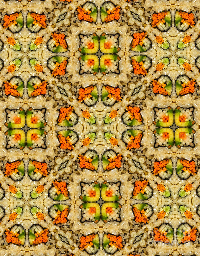Carrot Digital Art - Kaleidoscope Vegetable Sushi by Amy Cicconi