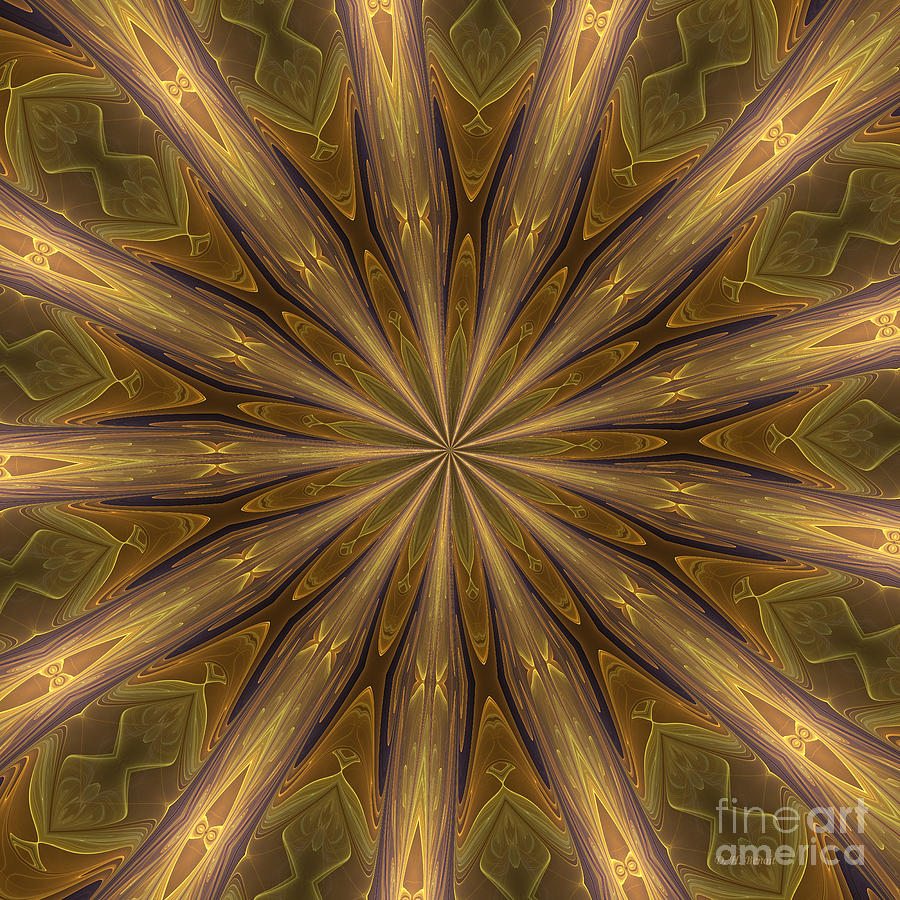 Kaleidoscope Digital Art - Kaleidoscope With Gold by Deborah Benoit