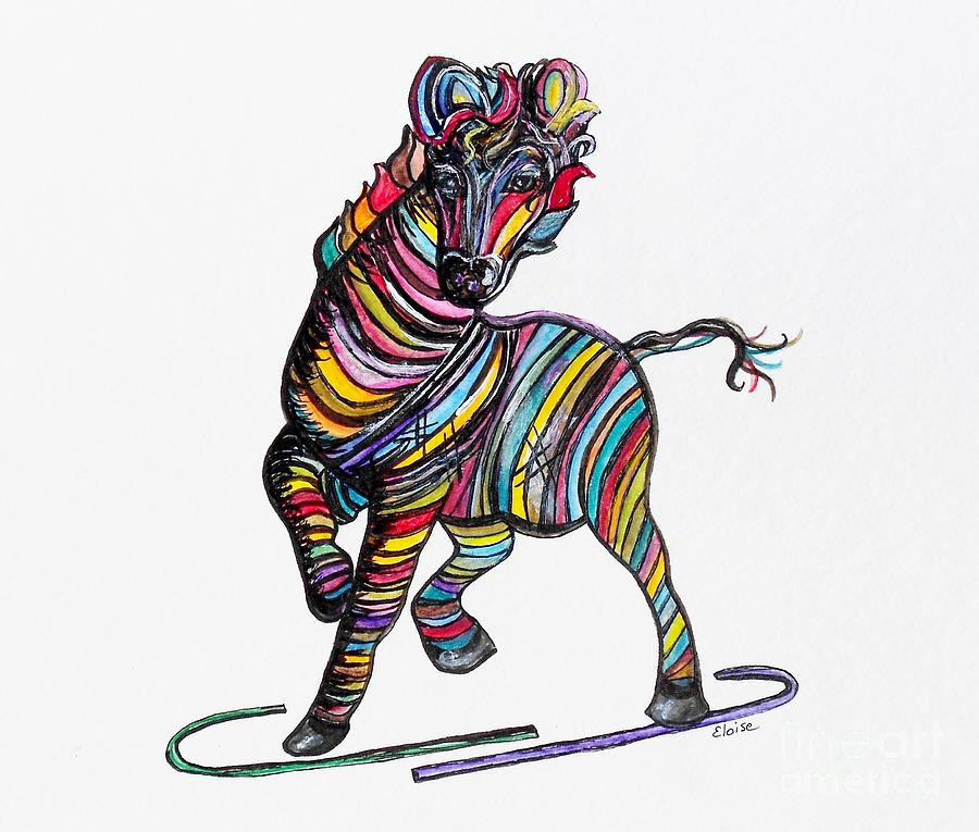 Zebra Painting - Kaleidoscope Zebra -- Baby Strut Your Stuff  by Eloise Schneider Mote