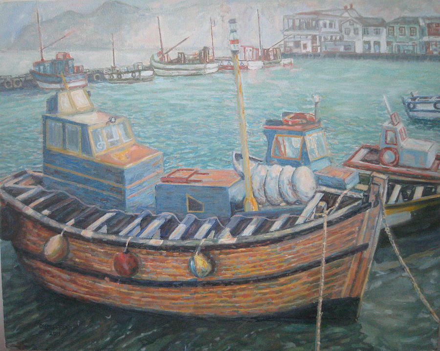 Kalk Bay Harbor Painting by Enrique Ojembarrena