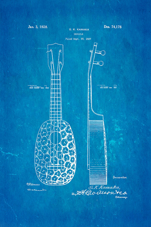 Music Photograph - Kamaka Ukulele Patent Art 1928 Blueprint by Ian Monk