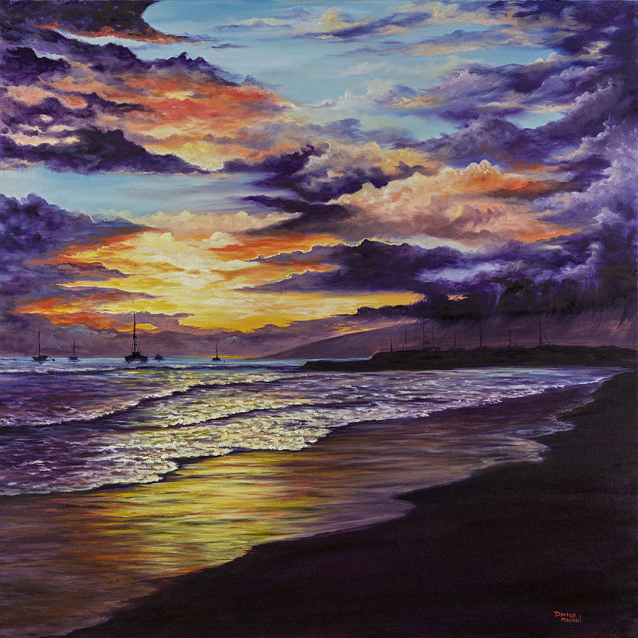 Kamehameha Iki Park Sunset Painting by Darice Machel McGuire