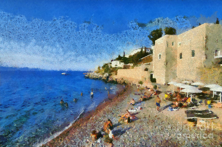Kaminia beach Painting by George Atsametakis