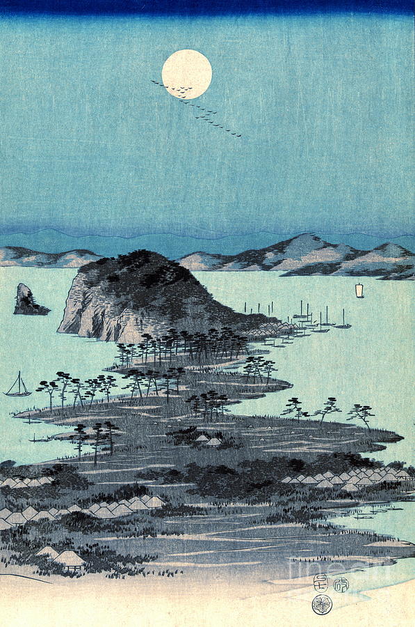 Boat Photograph - Kanazawa Full Moon 1857 Middle by Padre Art