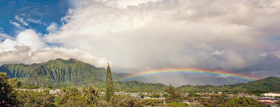 Kaneohe Rainbow Panorama Photograph by Dan McManus