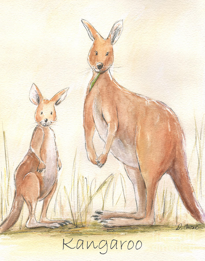 Kangaroo Mom and Baby Painting by Debbie Cerone