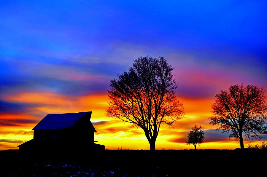 Kansas Barn Sunset Photograph by Jean Hutchison