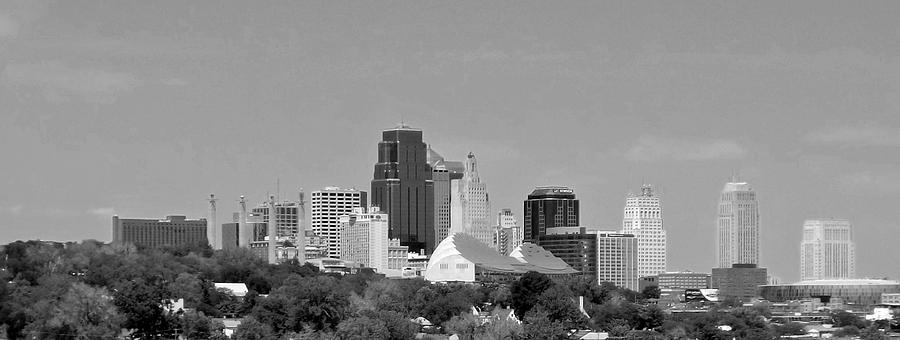Kansas City Missouri Skyline bw Photograph by Elizabeth Sullivan