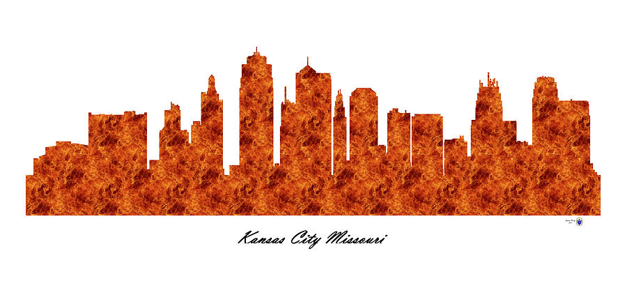 Kansas City Raging Fire Skyline Digital Art by Gregory Murray