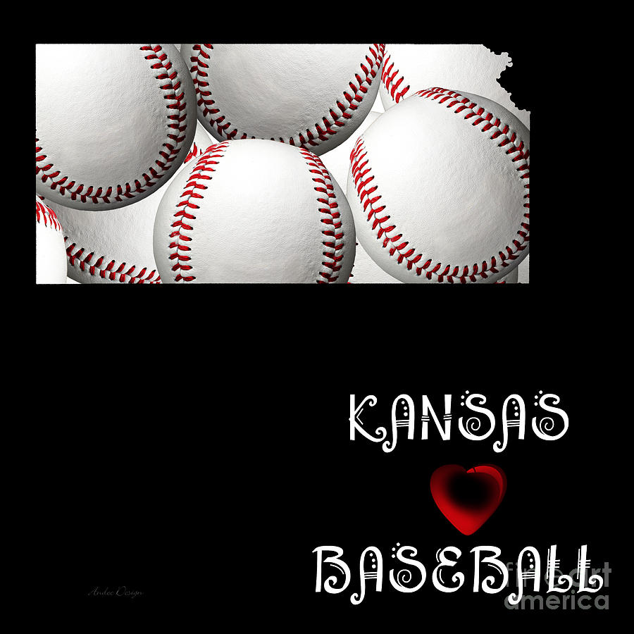 Kansas Loves Baseball Digital Art by Andee Design