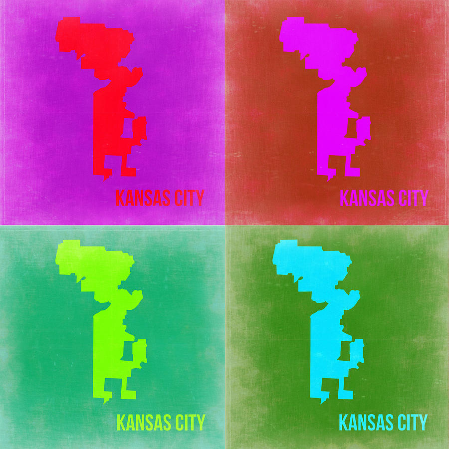 Kansas Map Painting - Kansas Pop Art Map 2 by Naxart Studio