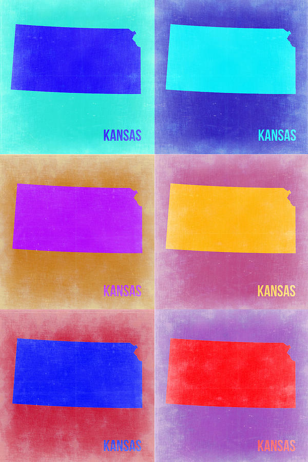 Kansas State Map Painting - Kansas Pop Art Map 4 by Naxart Studio