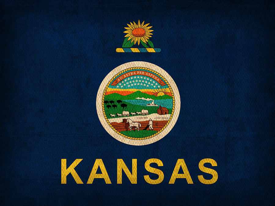 Kansas City Mixed Media - Kansas State Flag Art on Worn Canvas by Design Turnpike