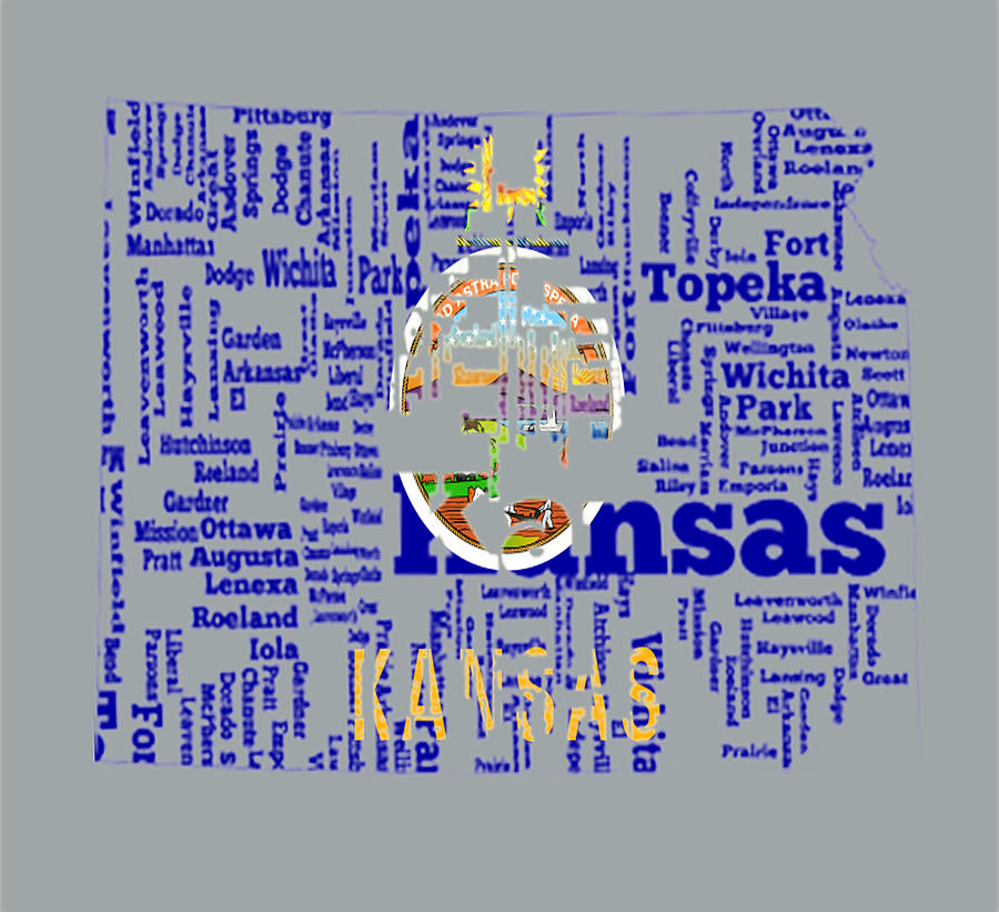 Kansas State Flag Word Cloud Digital Art by Brian Reaves