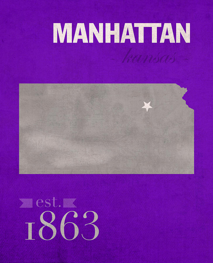 Kansas State University Mixed Media - Kansas State University Wildcats Manhattan Kansas College Town State Map Poster Series No 052 by Design Turnpike
