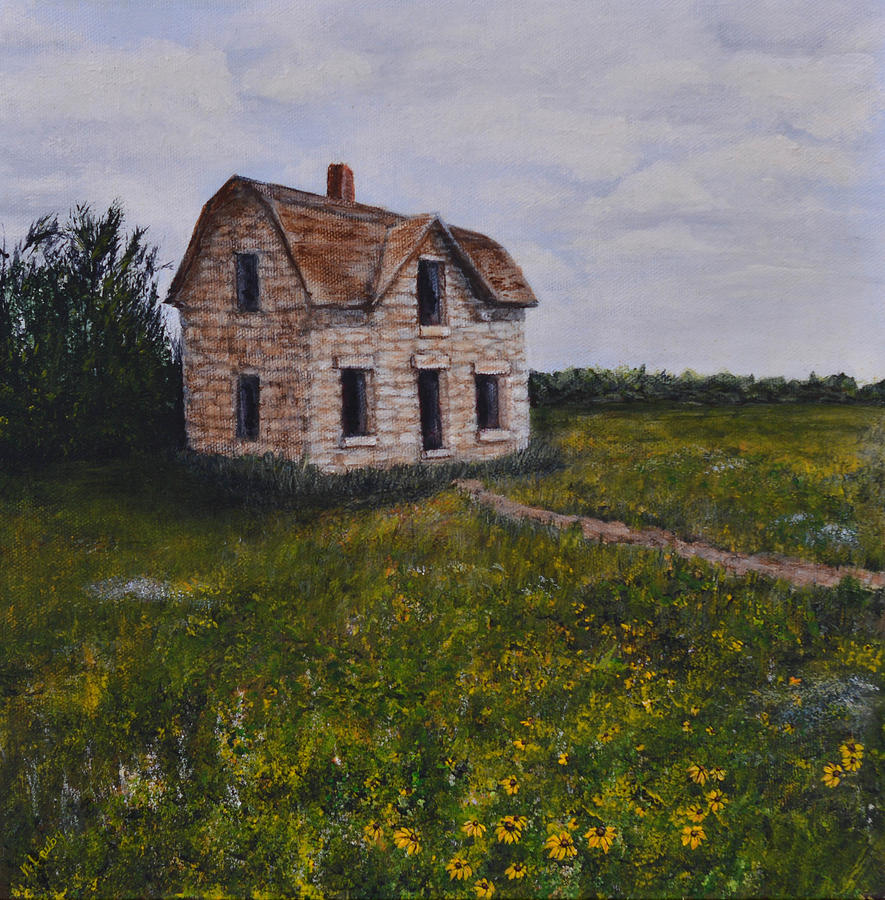 Kansas Stone House Painting by Nancy Lauby