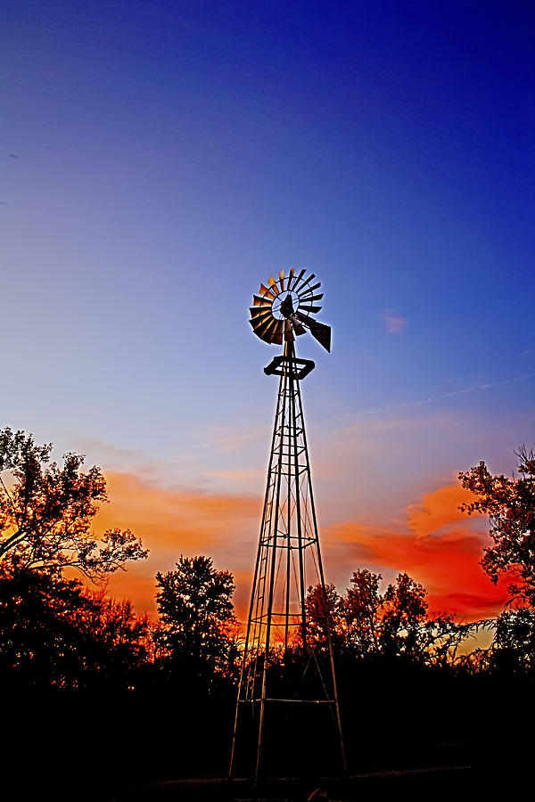 Kansas Windmill In The Sunset Photograph by Barbara Dean