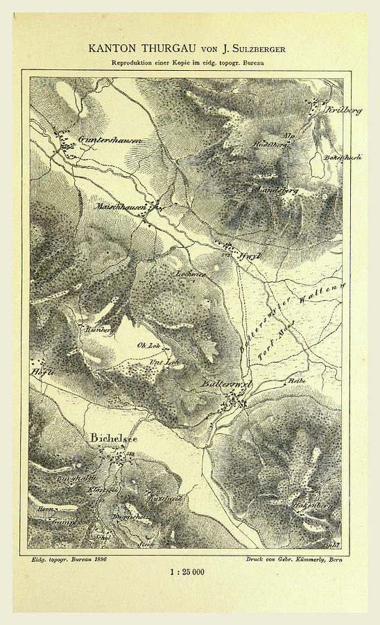 Kanton Thurgau, 1896, Die Schweizerische Landesvermessung Drawing by ...