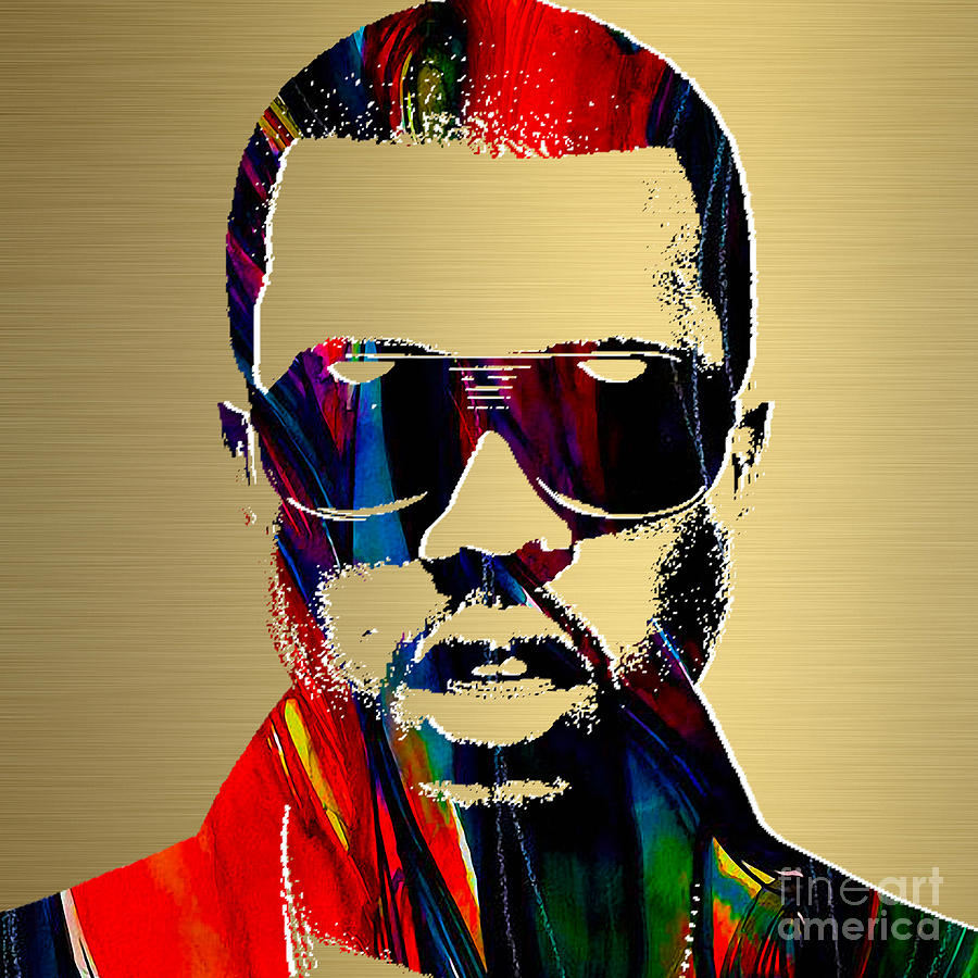 Yeezus Mixed Media - Kanye West Gold Series by Marvin Blaine