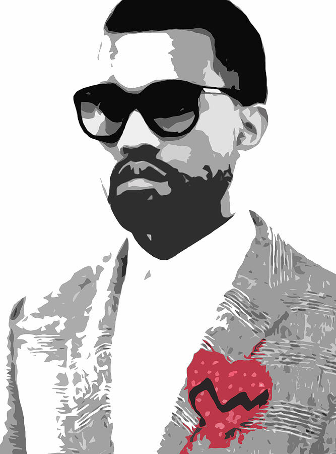 Black Digital Art - Kanye West by Mike Maher