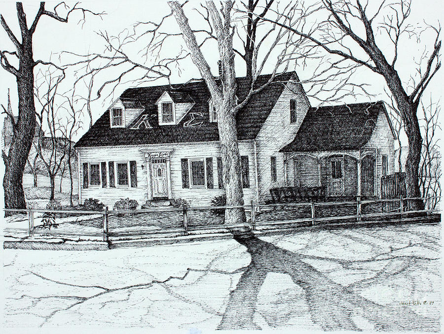 Apsu Drawing - Kappa Sigma House APSU by Janet Felts