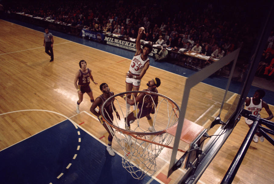 Kareem Abdul Jabbar Stands With Wilt Chamberlain Canvas Print / Canvas Art  by Retro Images Archive - Pixels