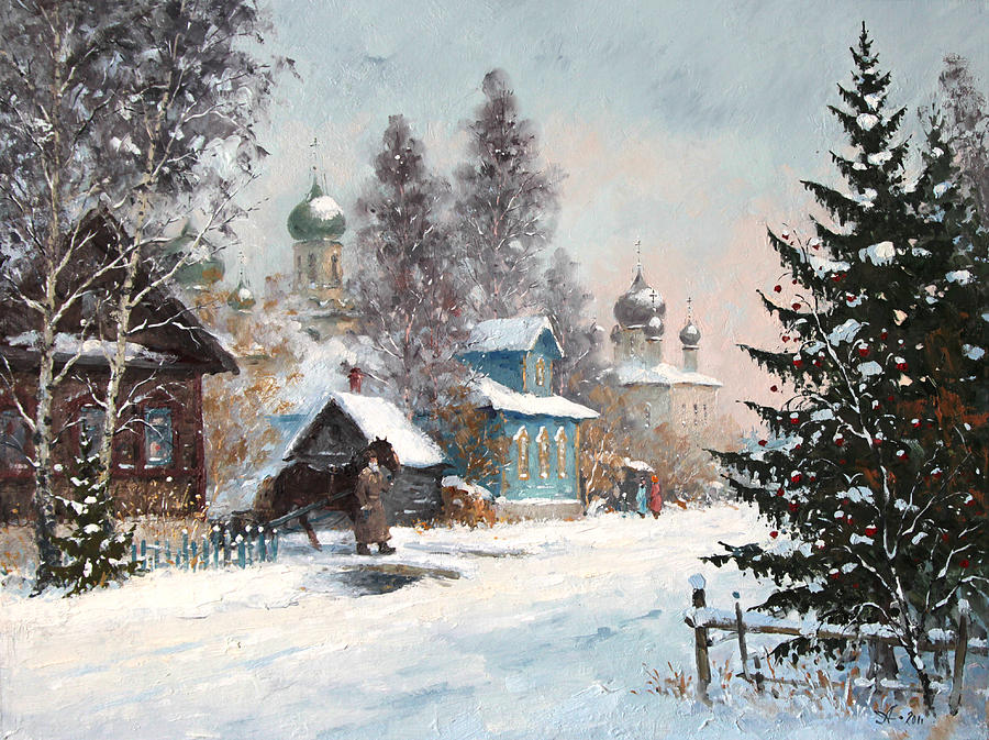 Winter Painting - Kargopol. Onezhskaya lane by Alexander Alexandrovsky