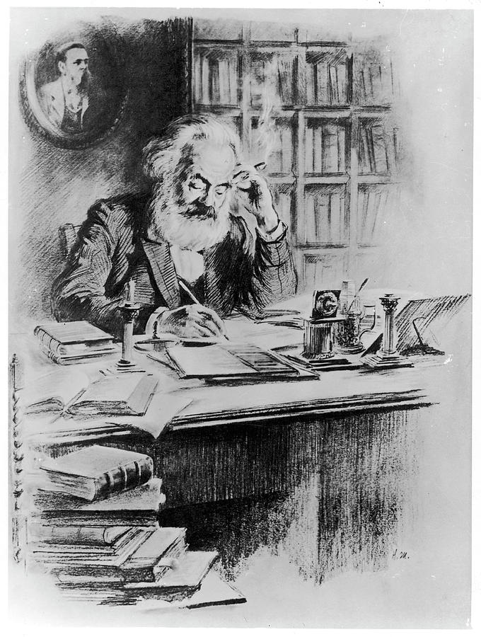 London Drawing - Karl Marx  German Political Theorist - by Mary Evans Picture Library