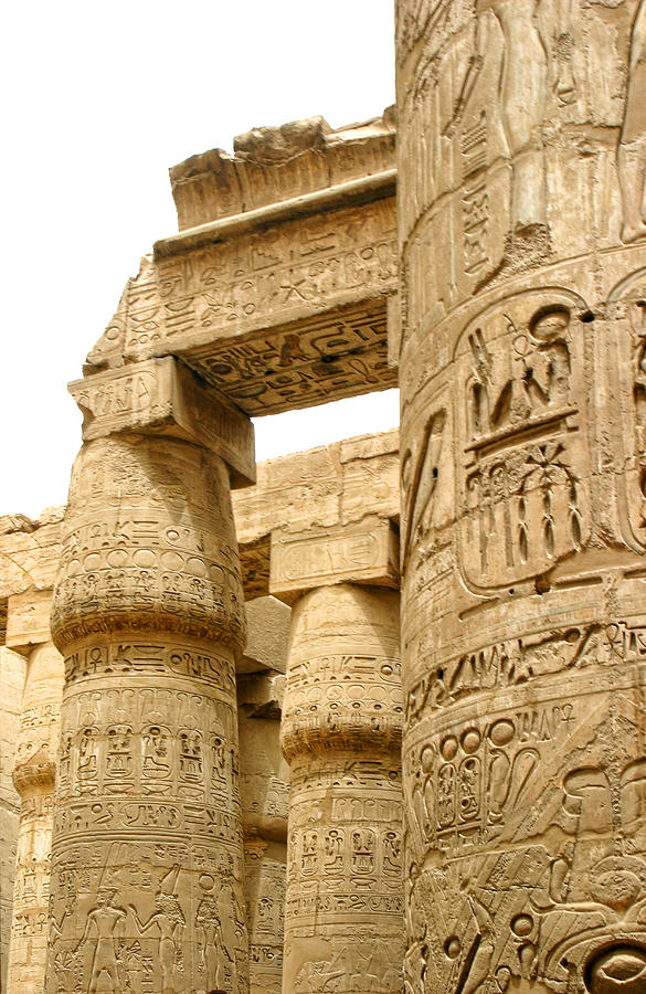 Karnak Columns Full of Heiroglyics Photograph by Linda Phelps