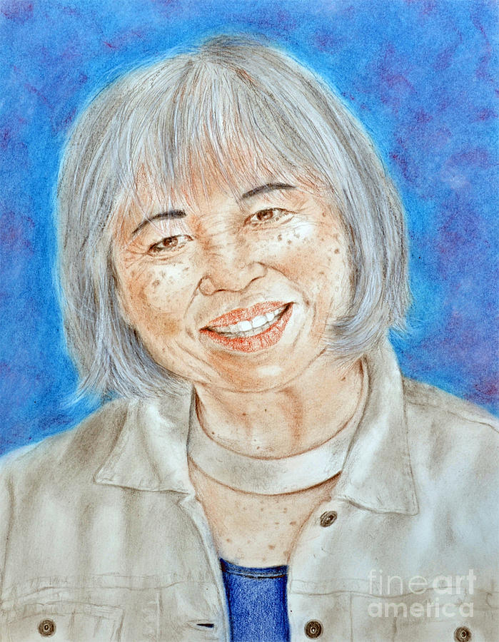 Portrait Drawing - Karyl Matsumoto Mayor of So San Francisco  by Jim Fitzpatrick