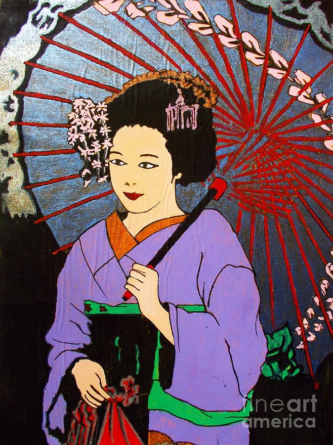 Kasa o motsu miryoku - tekina geisha Painting by AAR Reproductions ...