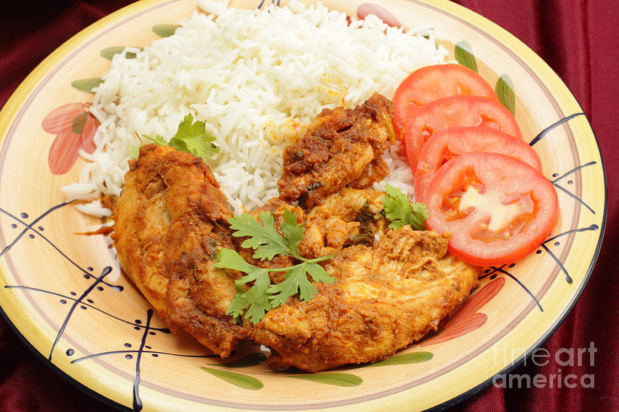 Kashmiri chicken with rice Photograph by Paul Cowan