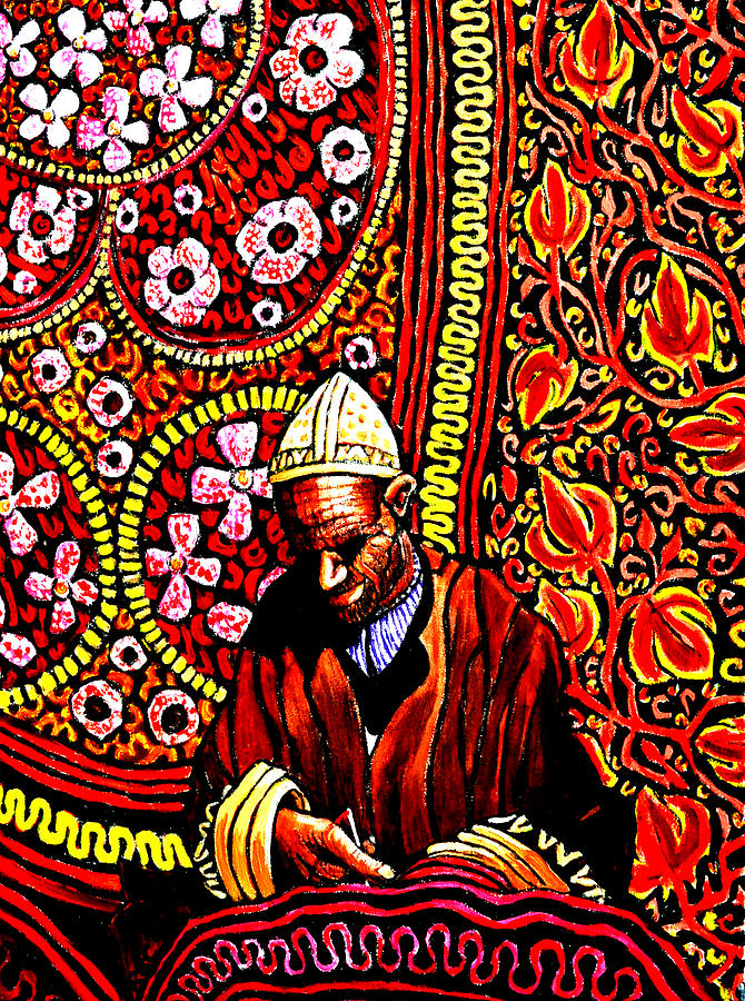 Kashmiri Rug Maker Painting by Bob Crawford
