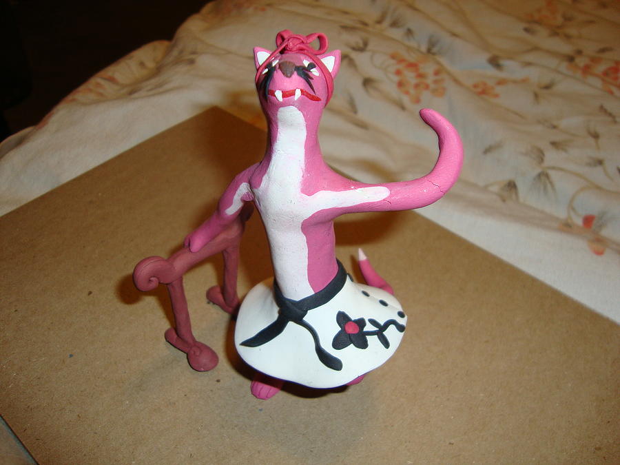 Pink Cat Sculpture - Katarina by Scott Faucett