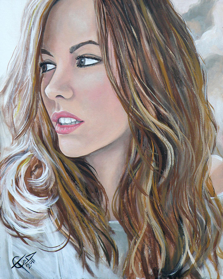 Kate Beckinsale Painting by Tom Carlton