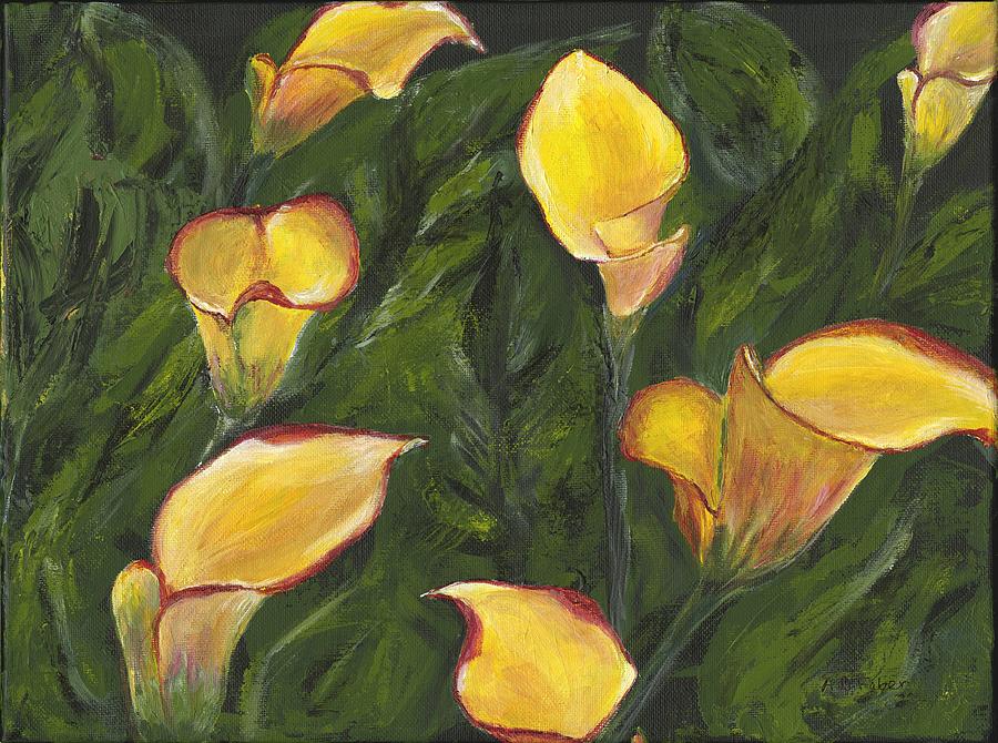 Kathys Calle Lillies Painting by Alice Faber