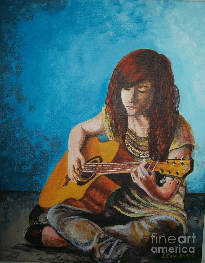 Music Painting - Katy Guitar by Lynda Coon
