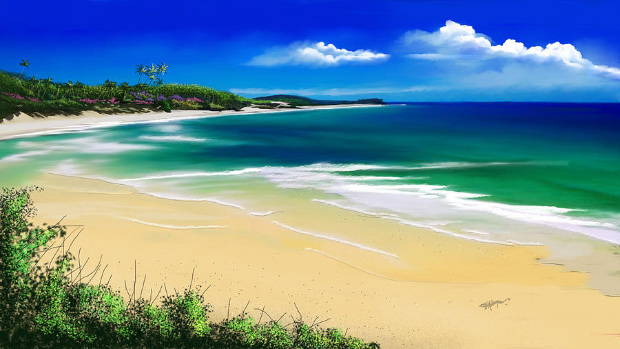 Kauai beach solitude Digital Art by Anthony Fishburne