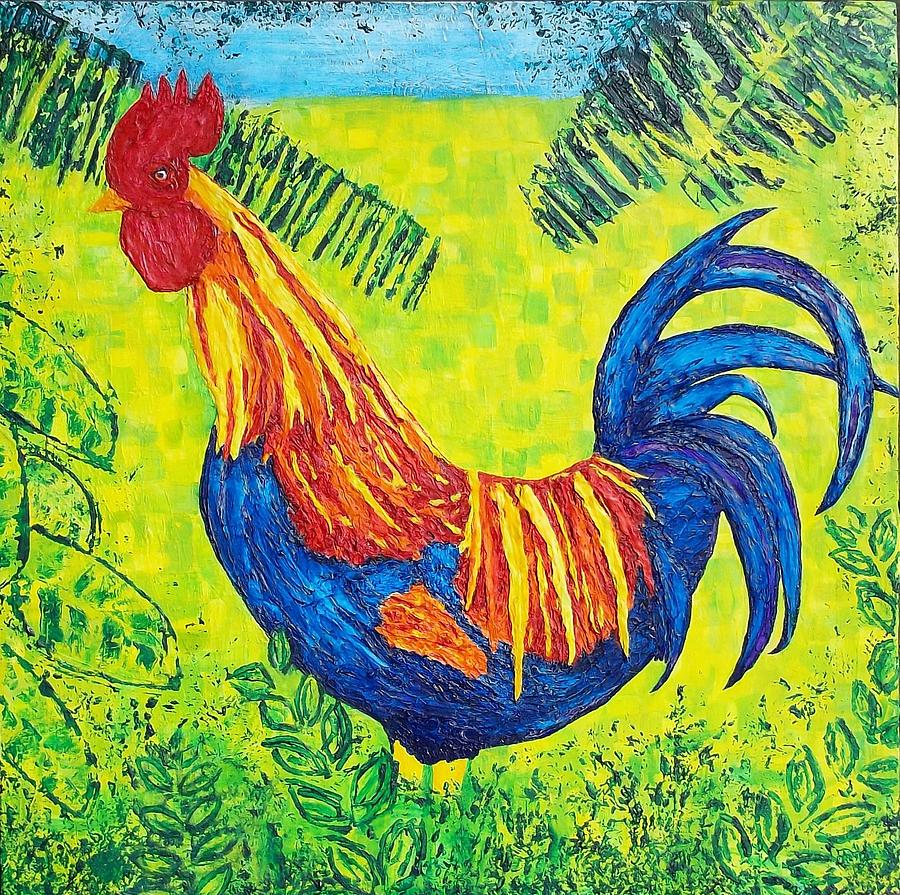 Kauai Rooster Painting by Susan M Woods