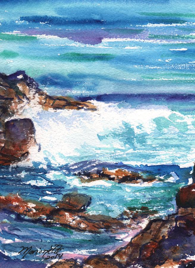 Ocean Watercolor Painting - Kauai Tide Pools 2 by Marionette Taboniar