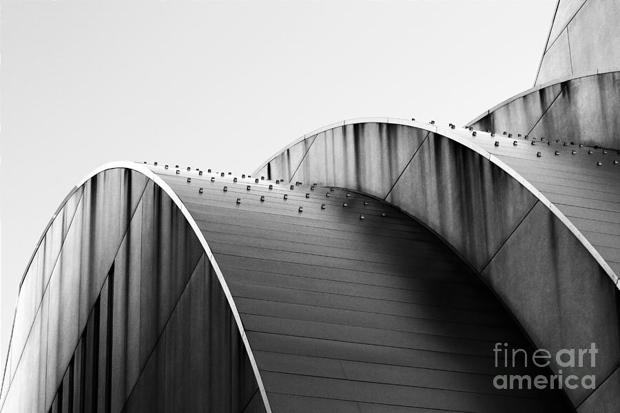 Kauffman Center Black and White Curves Photography Photograph by Catherine Sherman