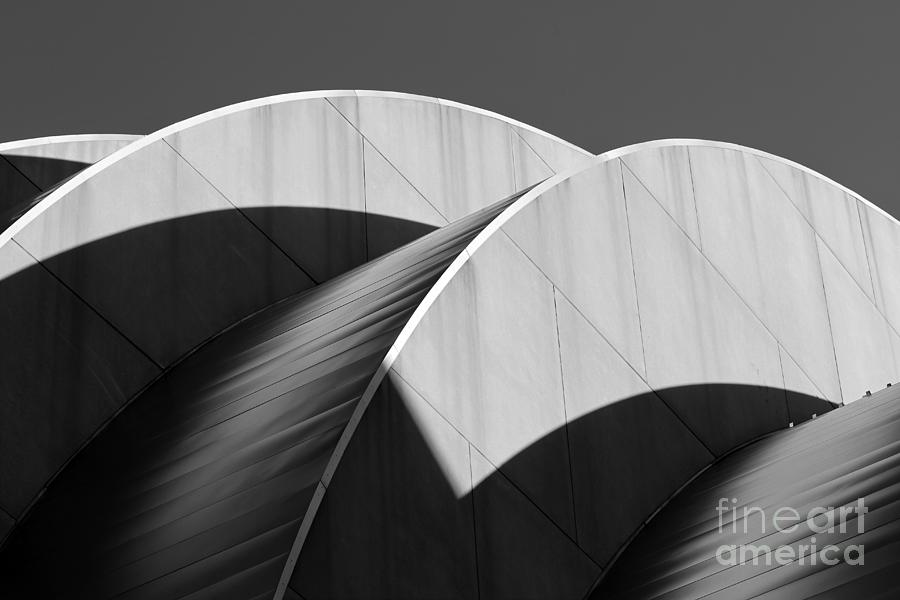Kauffman Center Curves and Shadows Black and White Photograph by Catherine Sherman