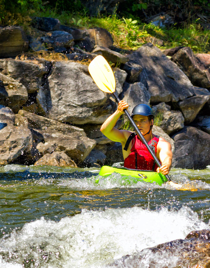 Kayak in whitewater  Photograph by Les Palenik