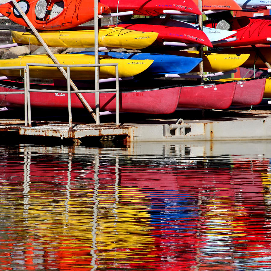 Boat Photograph - Kayak Reflections by Art Block Collections
