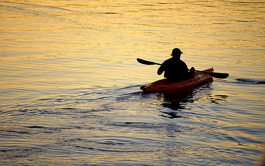 Kayaker at Sunset Photograph by AJ  Schibig
